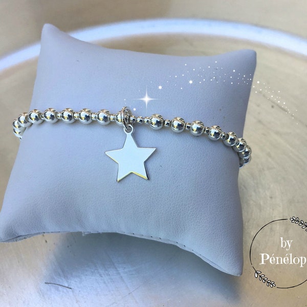 Bracelet perles et étoile en argent 925ème