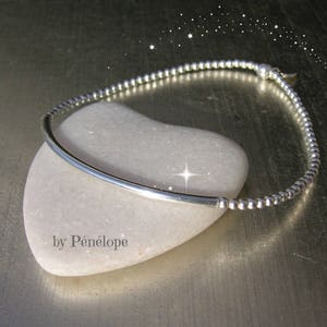 Bracelet tube fin et mini perles en argent 925ème image 1