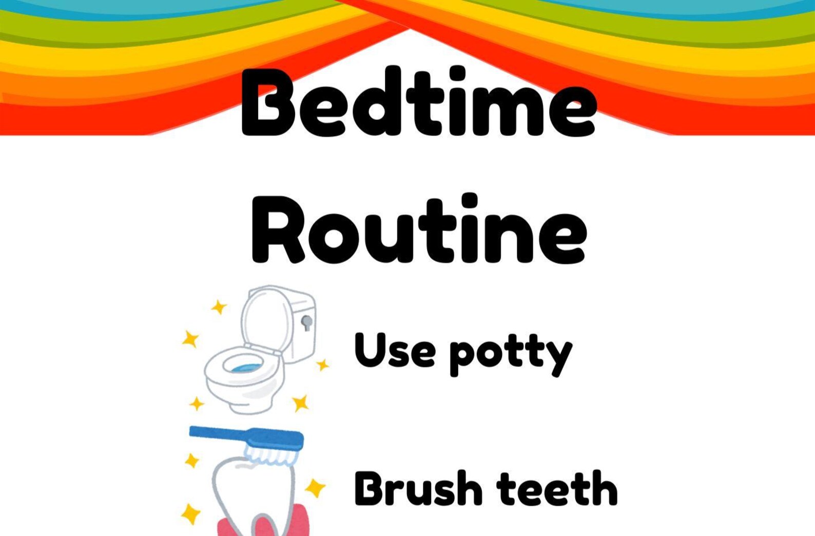 Toddler Bedtime Routine Chart | Rainbow Theme | Visual Schedule for ...