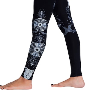 Boho Legging, Yoga Leggings, Glitter Print- Rapid Eye Movement, Psy Trance Goa, Alien leggings, Third Eye, Yoga pants, Cosmic Space leggings