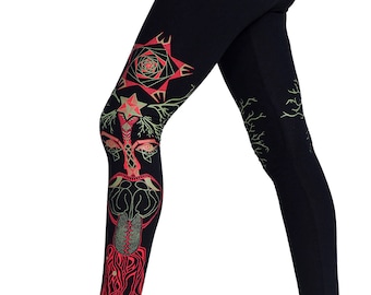 Festival Leggings, Yoga Leggings, Tree of Life print leggings, Psychedelic Art Sacred Geometry leggings, Spiritual Clothing, Yoga gift