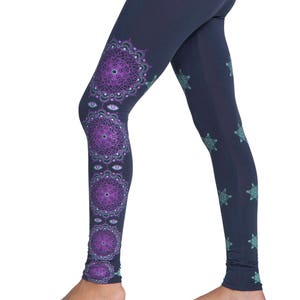 Sacred geometry psy trance leggings, All seeing eye space trippy legging, mandala yoga clothing, fractals stretch pants, printed gym tights
