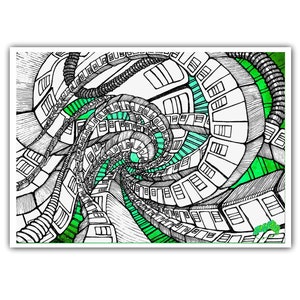 Train of Thoughts psychedelic canvas art print, Optical illusion visionary wall art, Modern wall art, Inception art, Stoner Gifts for him