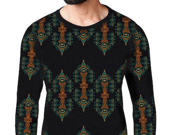Camiseta de manga comprida - Roupas de festival - Roupas psicodélicas - Camiseta Fractals - Estampa geométrica - roupas rave - roupas psy - roupas Trance