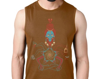 Sleeveless Kali T-shirt-Shiva Kali Men's Tank-Totem-Guy's Shirt-Psychedelic Shirt-Hippie Clothing-Psy clothing-goa-Psy Trance-Occult T-shirt