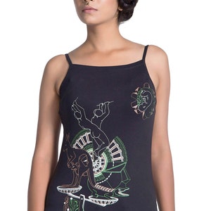Rebirth Women&#39;s Yoga Tank top, Psy trance clothing, Psychedelic spaghetti strap top, Boho style top, kangaroo print, Trippy hipster top