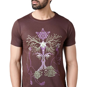 Tree of Life T-shirt, Psychedelic T shirt, Sacred geometry t shirt, tshirt with back print, Festival clothing men, trippy tshirt,graphic tee