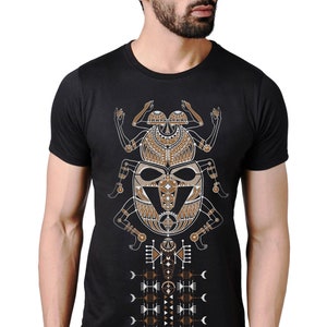 Psychedelic T shirt Scarab Beetle , Geometric print T-shirt, Graphic art T-shirt, Trance t shirt, Trippy t shirt, Psy festival clothing men