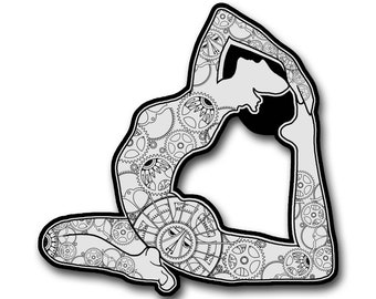 Yoga Pose Steampunk art Fridge Magnet, Mechanical yogi chakras art magnet, Indian art decor, Trippy stoner yoga gift, Whimsical art pins