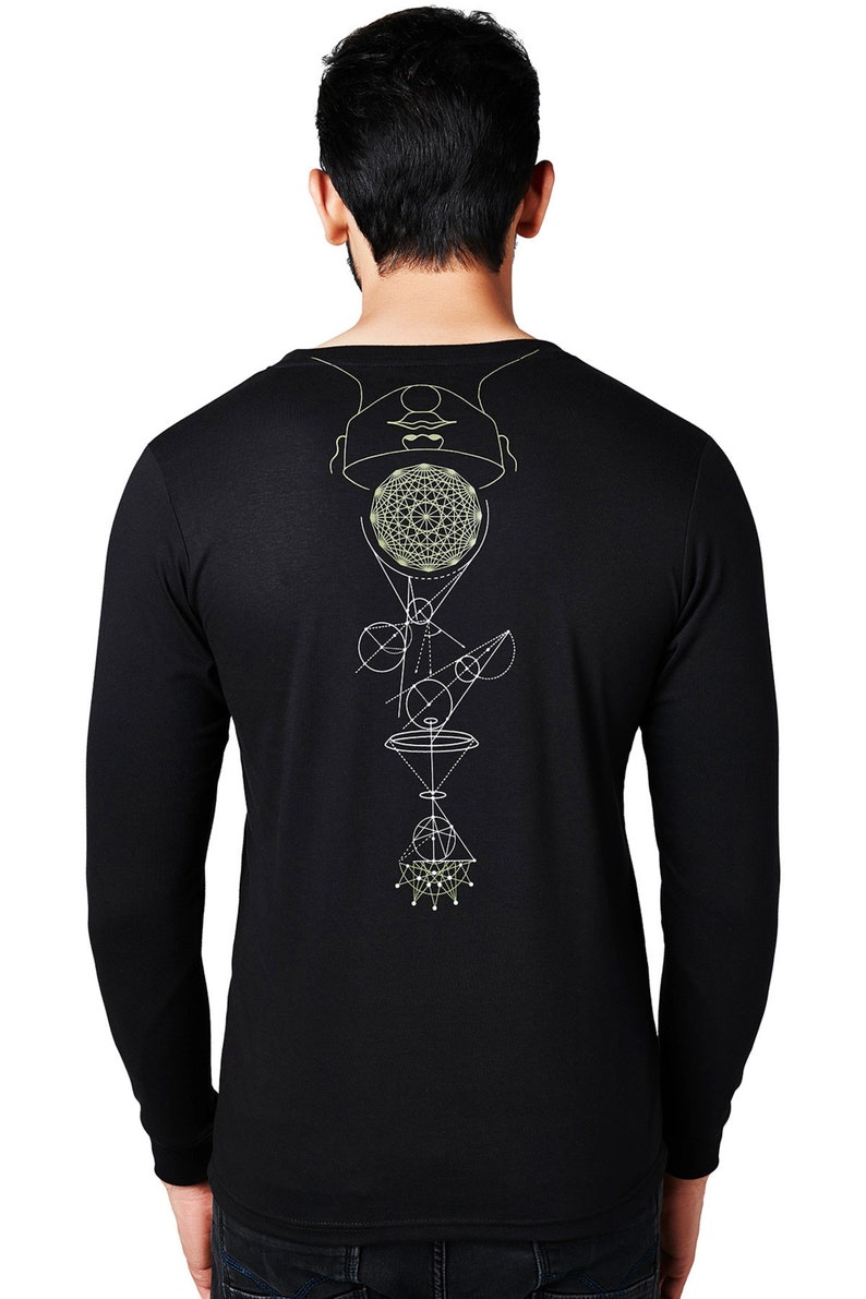 Grafisches Kunst-Langarm-T-Shirt Dm-T-Shirt Visionäre Kunstkleidung Psychedelische Kunst-Vollärmel Siebdruck-Kunst-T-Shirt Sci-Fi-Shirt Bild 2