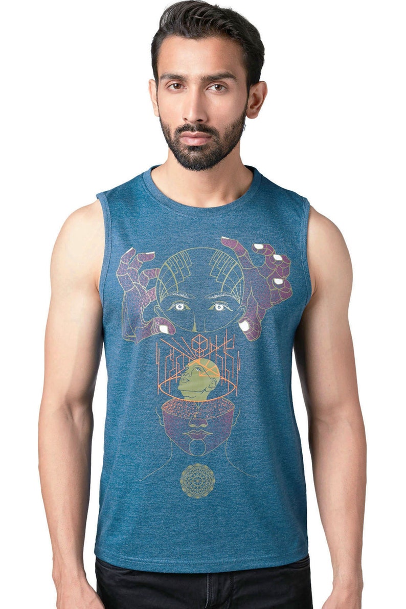 Evolution of the Mind men's graphic screen print T-shirt, Cosmic Psychedelic tee, Alternative hippie vaporwave clothing, Crazy art shirt image 1