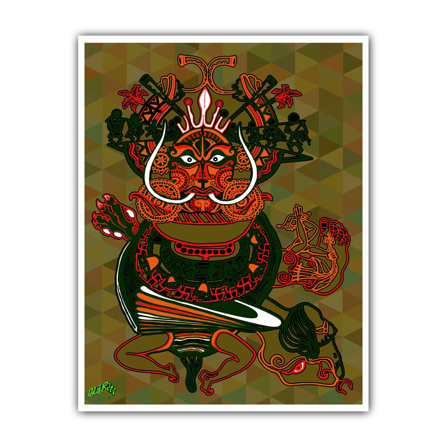 Canvas Wall Art Indian art print Theyyam wall hanging | Etsy