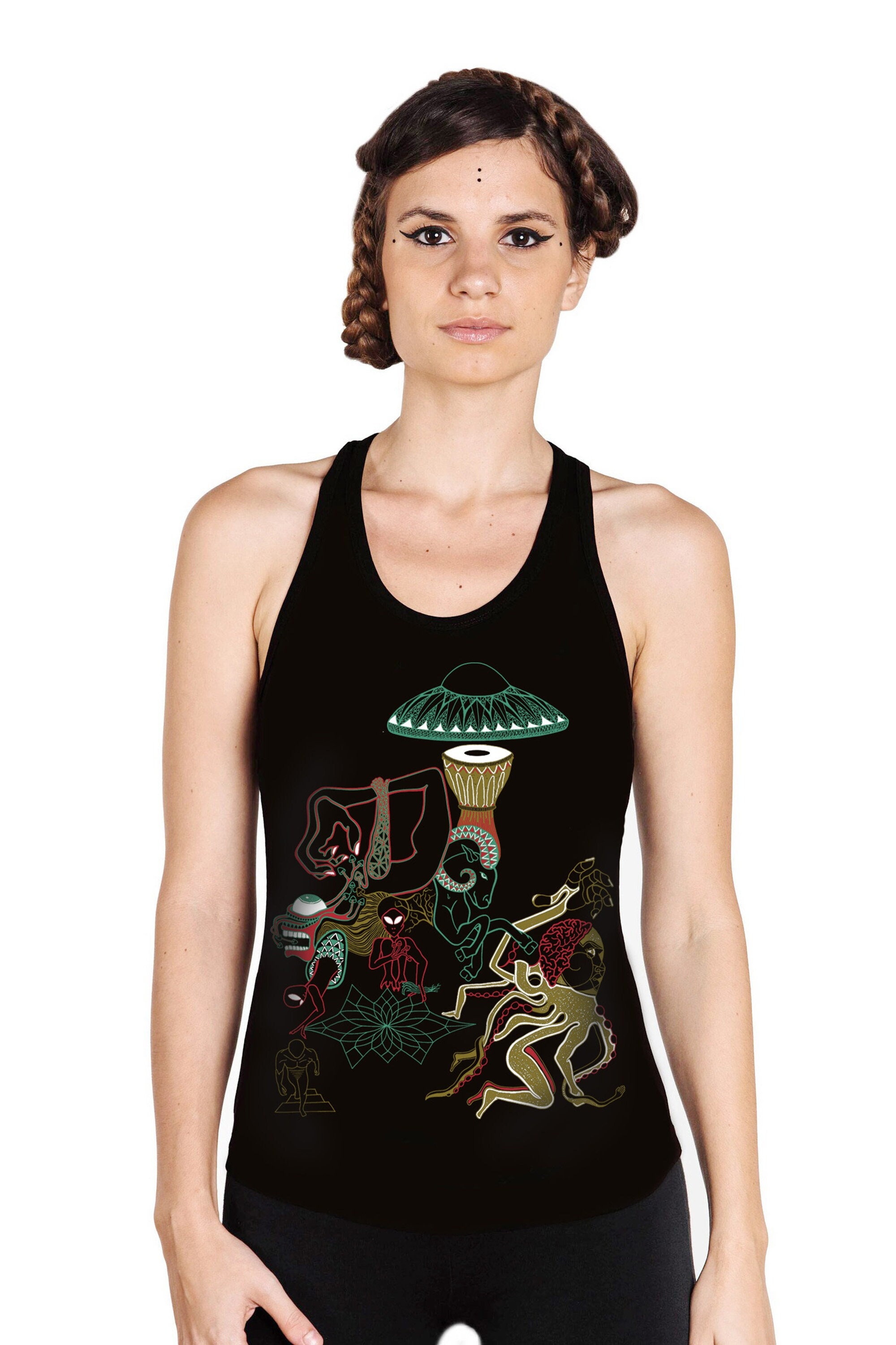 Alien Tank Top Ufo Top Alien Women's Top Magic Mushroom | Etsy