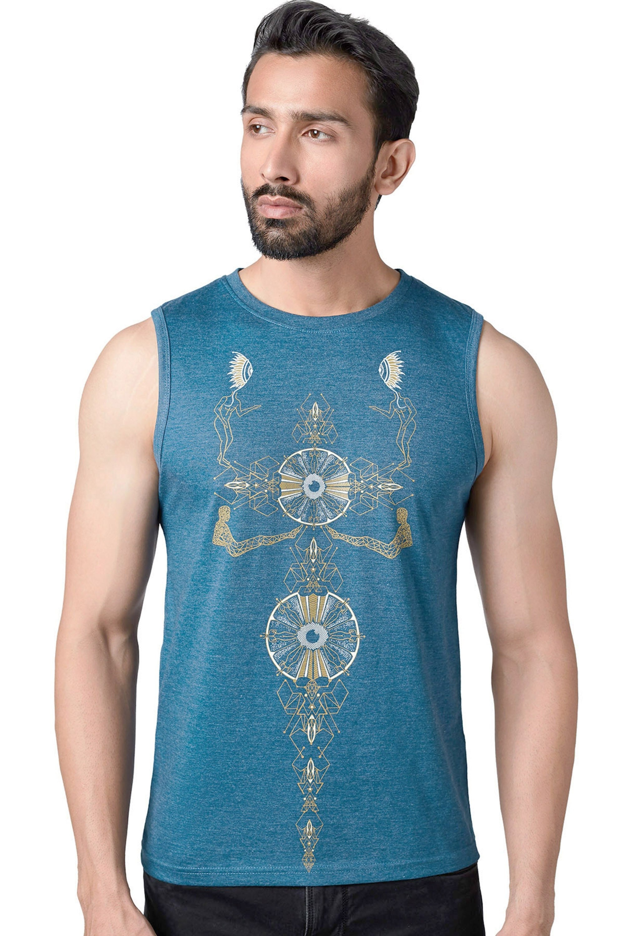 Alien Eye T-shirt, Trishul Indian symbol art tshirt, Psychedelic tank for men, trippy tshirt, Trance clothing, Rave t-shirt, Hipster