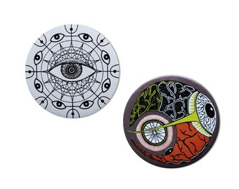 2.25" Eye pinback button, eye badge pins, Psychedelic eye ball, button badge, eye doctor gifts, stoner gift, trippy creative art, unique pin