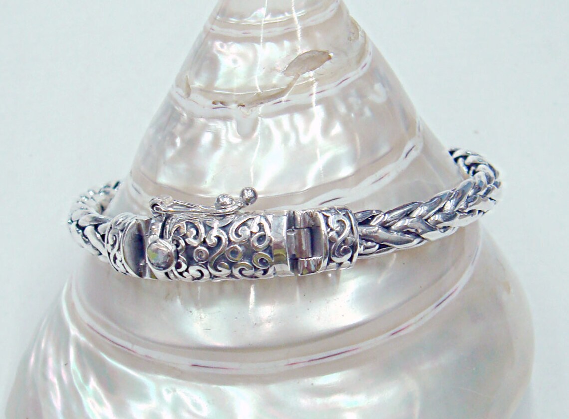 Vintage 925 Sterling Silver Bracelet Clasp With Safety Oval Etsy