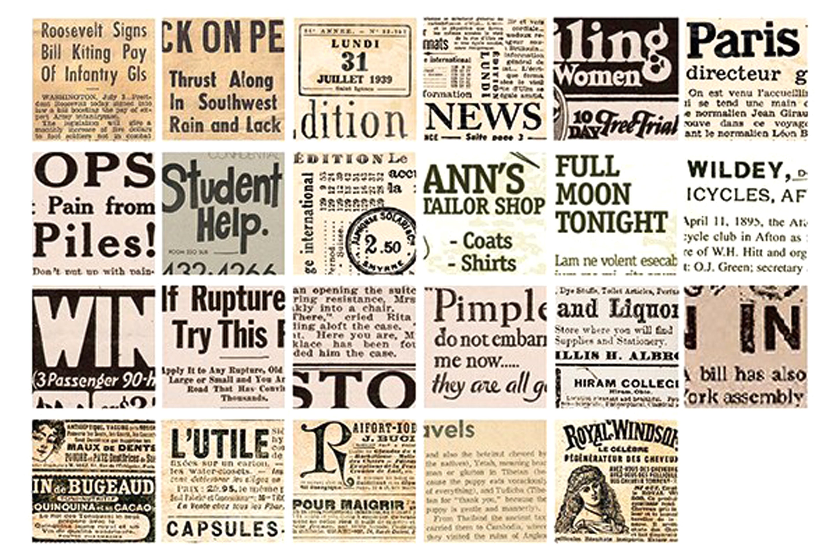 Vintage Old Newspaper Stickers, Journal Decoration Stickers