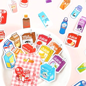 Drink Carton Stickers Pop Can Bottle Milkshake Fruit Juice Milk Yoghurt Colour Scrapbooking Journal Diary Planner Card Craft Decoration