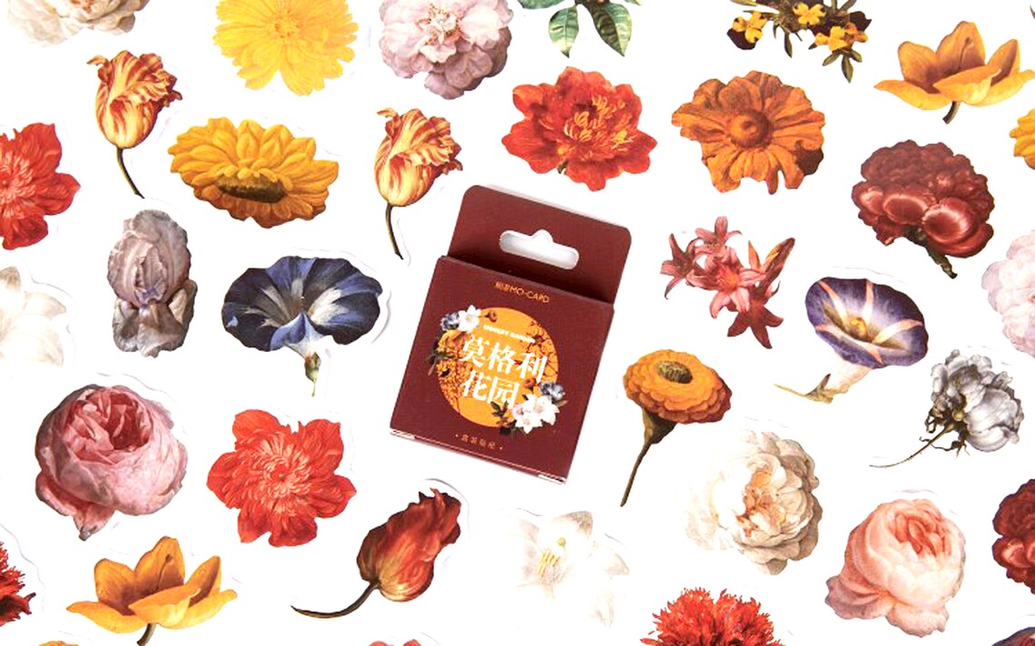 Vintage Blumen Sticker BlumenGarten Rose Herbst Garten | Etsy