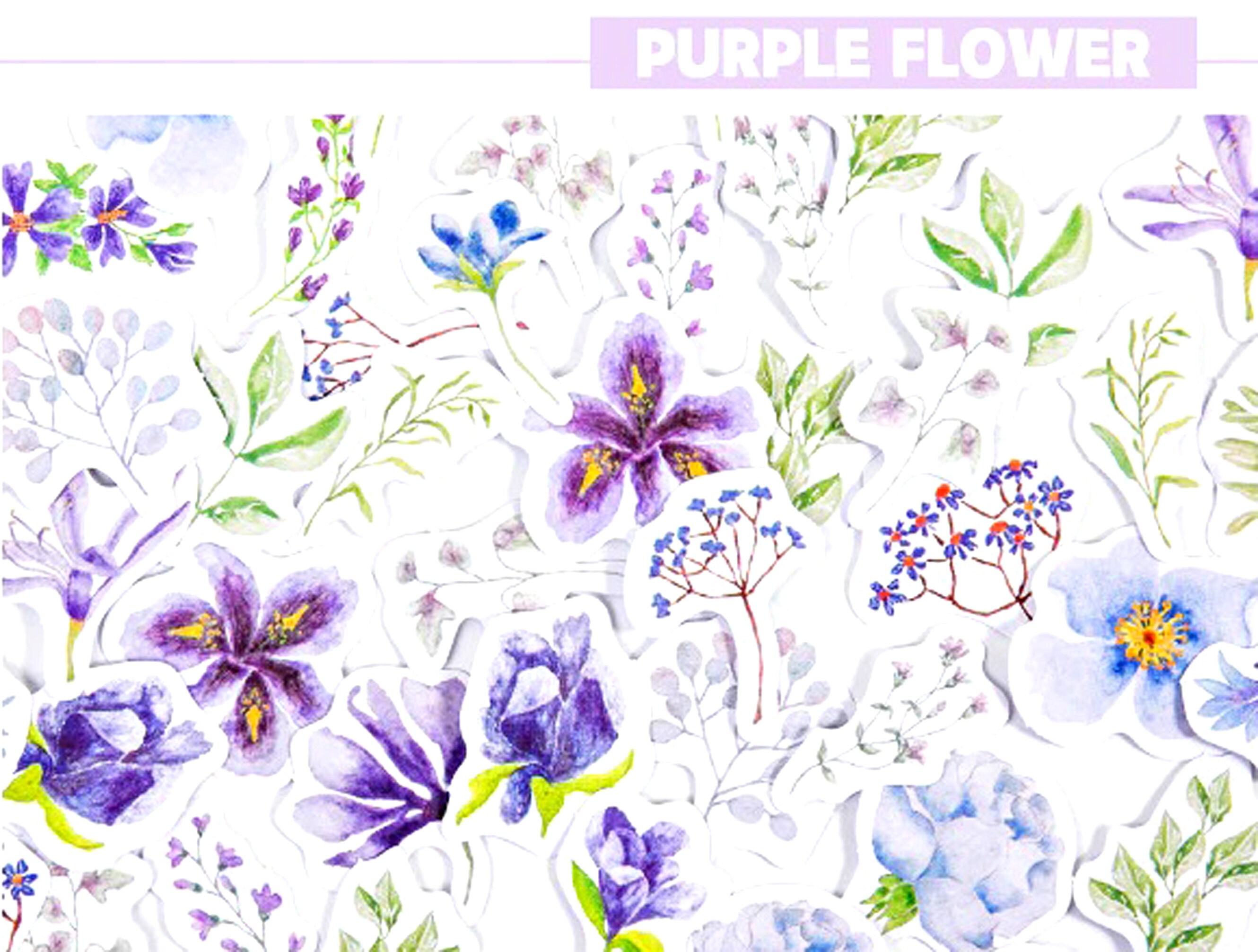 Purple Flower Stickers Lilac Floral Leaf Lily Plant Garden Etsy