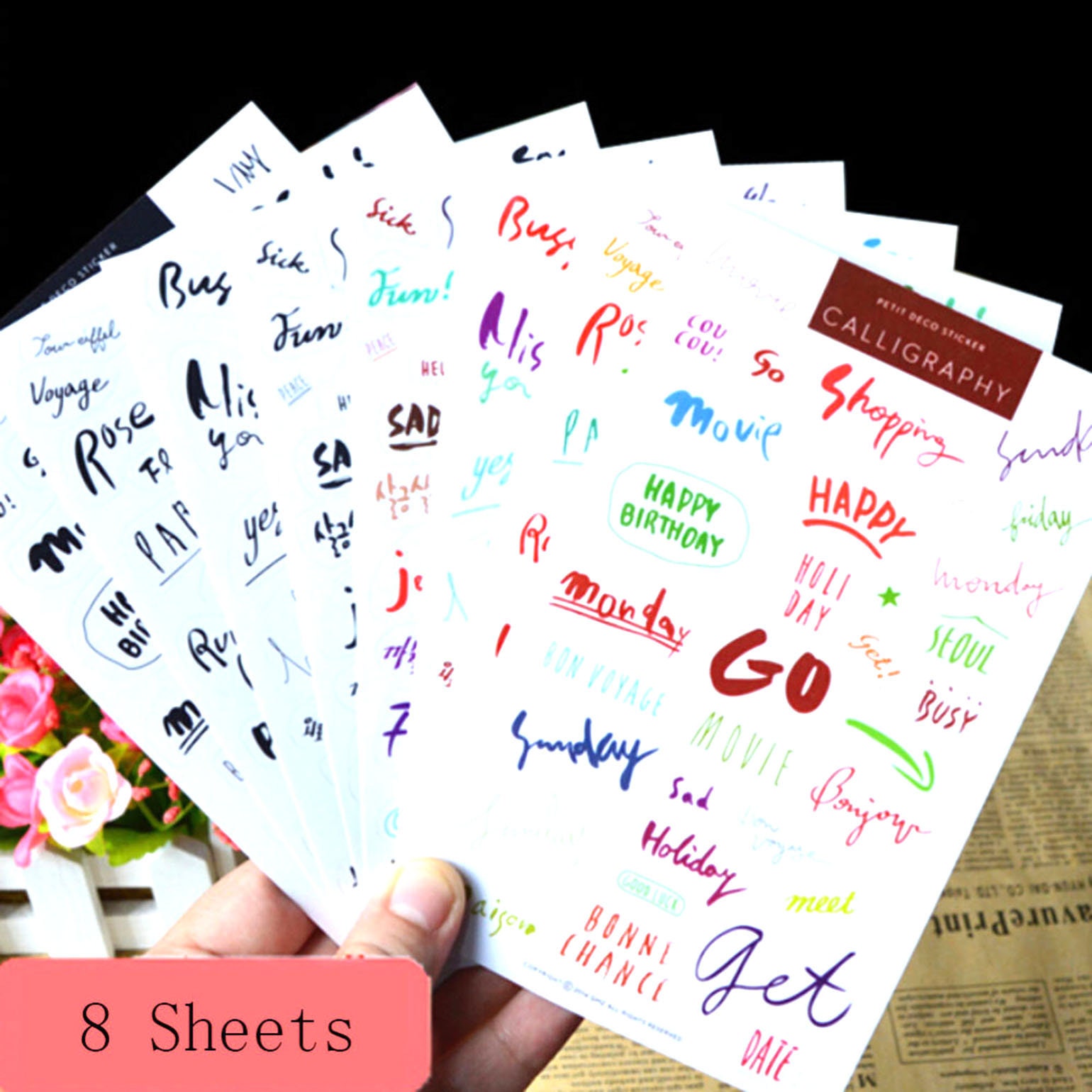 Calligraphy Alphabet Sticker Pack 10sheets / Removable Capital Letter, Small  Letter Stickers / Scrapbooking Stickers / Diary Deco Stickers 