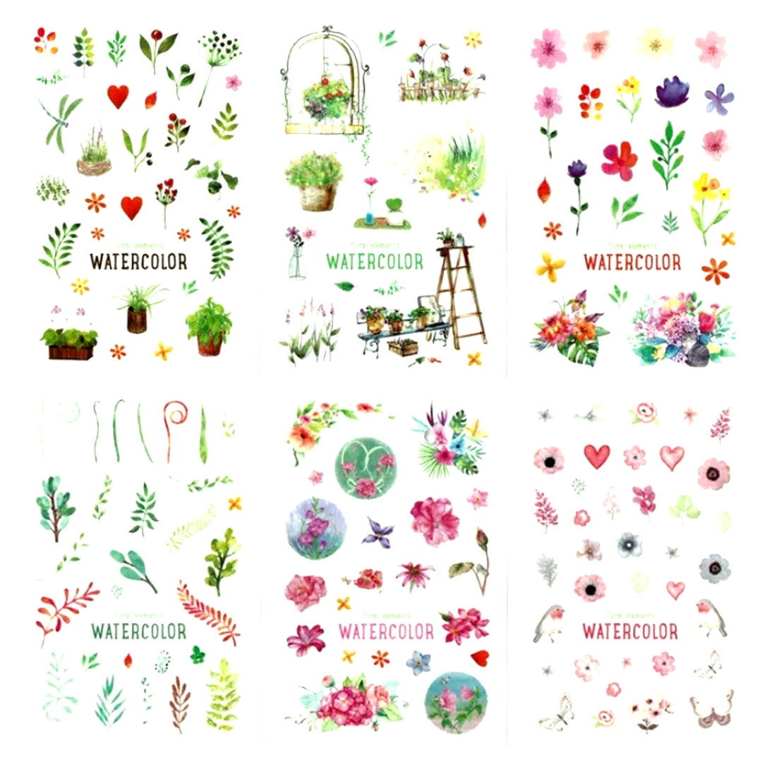 Floral Stickers Watercolour Flower Gardening Plant Garden Tree ...