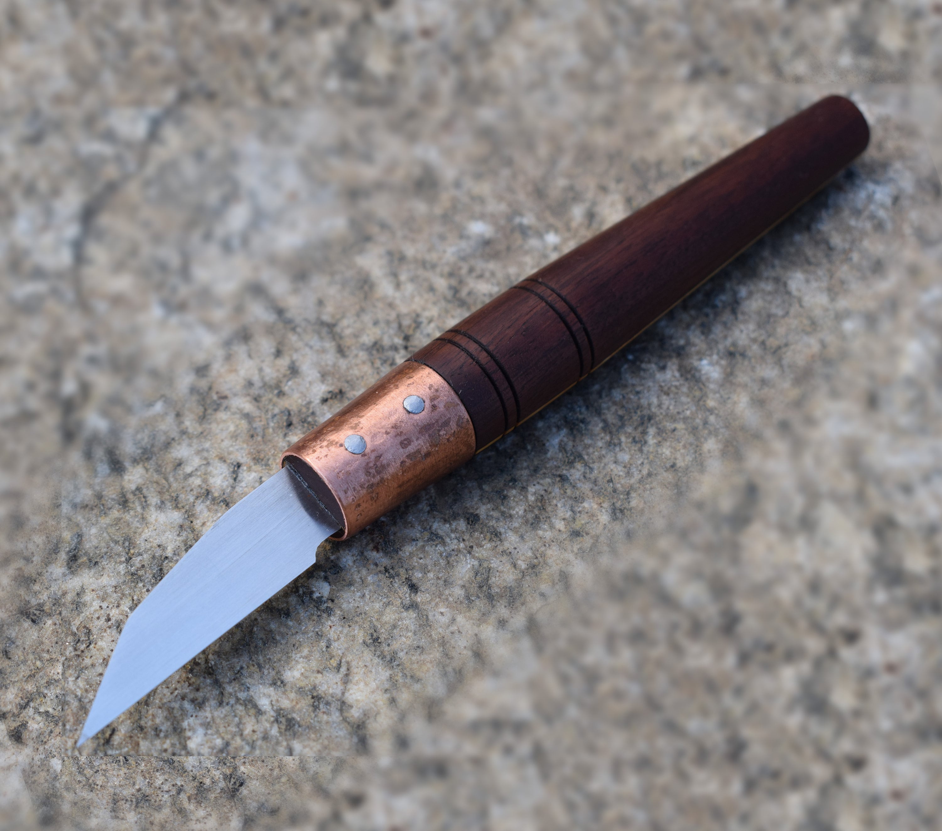 Damascus Steel Marking Knife with Leather Cover