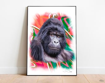 Gorilla Print, Painting Print, Gorilla Art Prints, Gorilla Artwork, Animal Wall Art, Silverback Gorilla, Jungle Art, Jungle Print