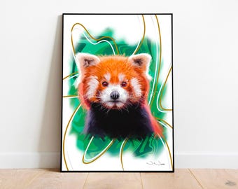 Red Panda Painting Print, Red Panda Art Prints, Pandas Artwork, Animal Wall Art