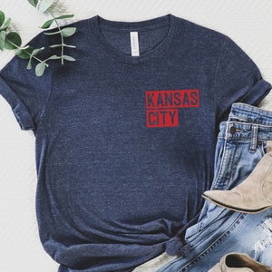 Kansas City Block Shirt Kansas City Pride Shirt Unisex Short Sleeved Shirt Multiple Color Options Made To Order Navy w/ Red Text
