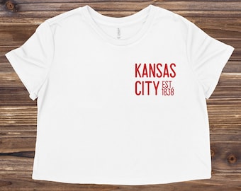 Kansas City EST 1838 Crop Top | Women's Flowy Cropped Tee | Multiple Color Options | Made To Order