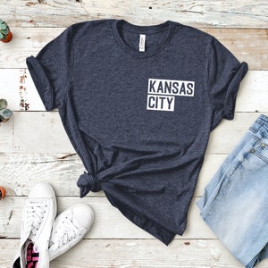 Kansas City Block Shirt Kansas City Pride Shirt Unisex Short Sleeved Shirt Multiple Color Options Made To Order Navy w/ White Text