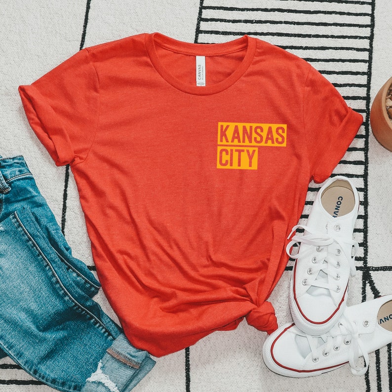 Kansas City Block Shirt Kansas City Pride Shirt Unisex Short Sleeved Shirt Multiple Color Options Made To Order Red w/ Yellow Text