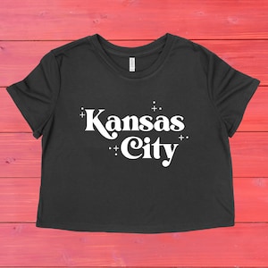 Retro Kansas City Crop Top | Women&#39;s Flowy Cropped Tee | Multiple Color Options | Made To Order