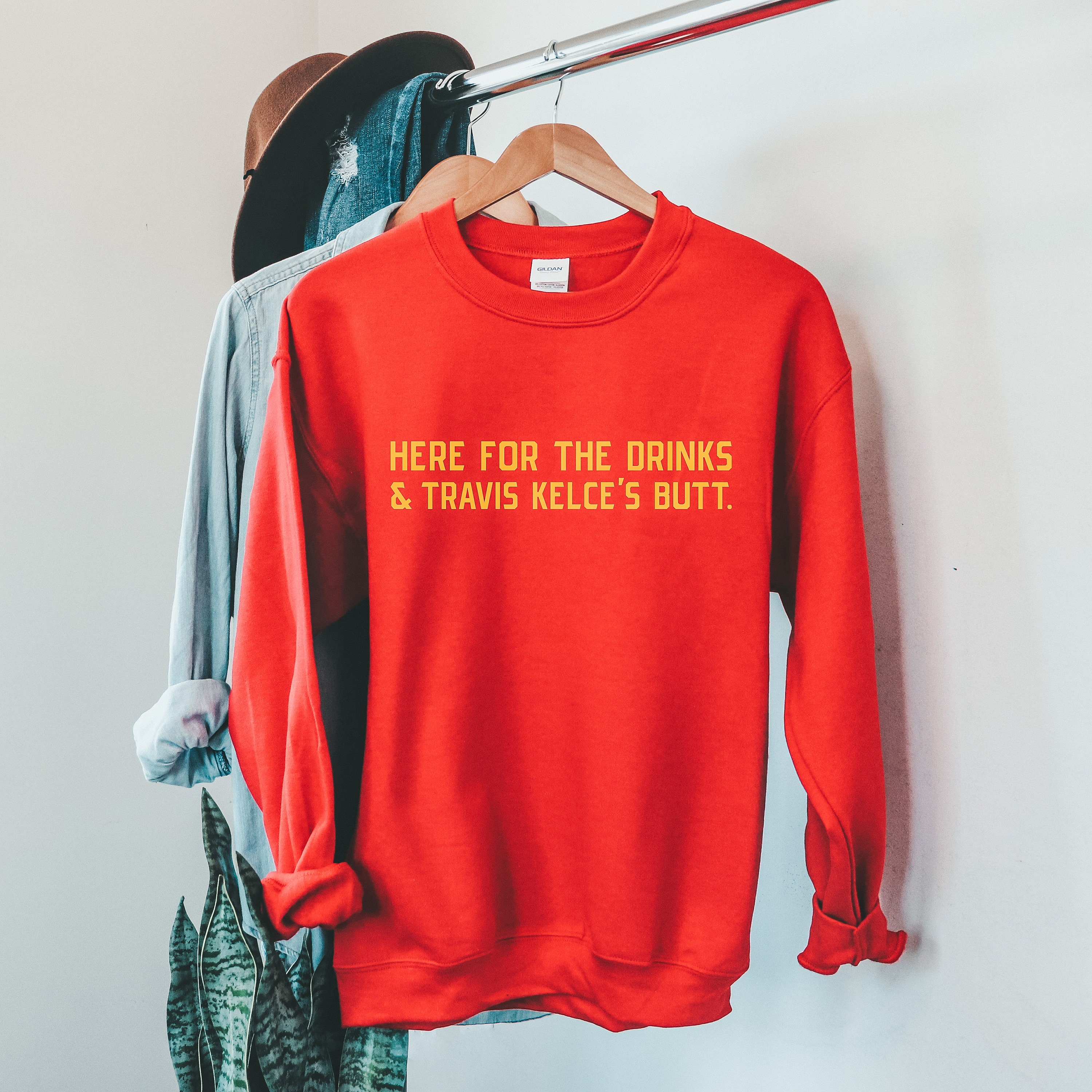 The ORIGINAL* Here For The Drinks & Travis Kelce's Butt | Kansas City Pride Sweatshirt | Unisex Sweatshirt | Made To Order