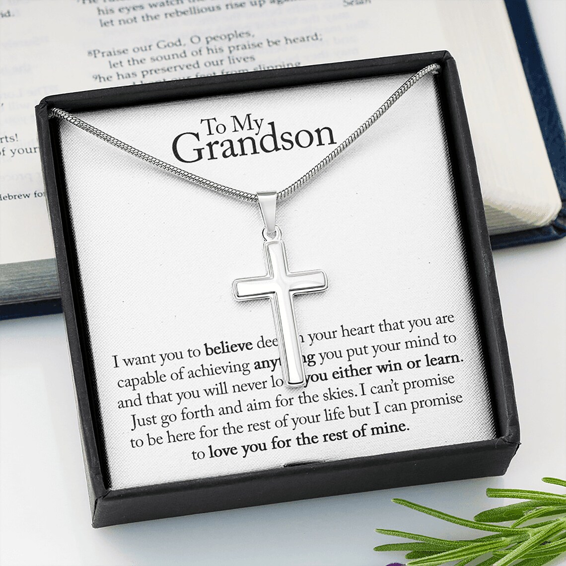 Gift For Grandson Necklace Grandson Cross Necklace Grown Up Etsy