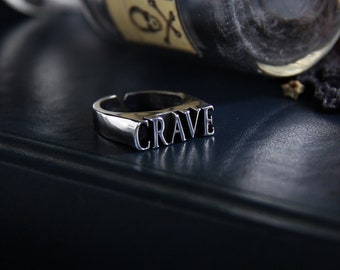 Sterling Silver 925. Word on Ring "CRAVE" original made and designed by Defy. / Special design.