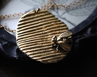 Fly on Potato Chip Charm Necklace by Defy / Original Design Handmade Jewelry / Pendant / Charm / Statement Design Jewelry