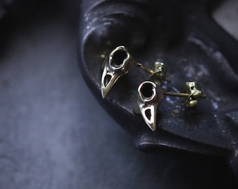 Raven Skull Stud Earrings By Defy / Bird Skeleton Jewelry / Unique Handmade Jewelry Unique jewelry / Dark style accessories /Special design