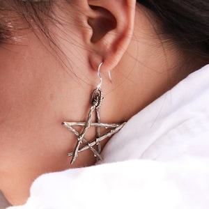 Pentagram Star earrings / Brass,Gold and Silver color/ Dark style / Only at DEFY JEWELRY / Black / unisex gifts /