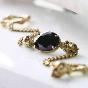 Der Schädel mit Schwarz Kristall Armband /Gold und Silber Farbe /Dunkler Stil /Nur bei DEFY JEWELRY /Besondere Geschenke /Einzigartiger Schädel Schmuck.