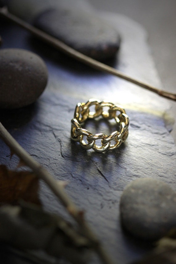 The Chain Ring /adjustable Size / Brass,gold and Silver Color 