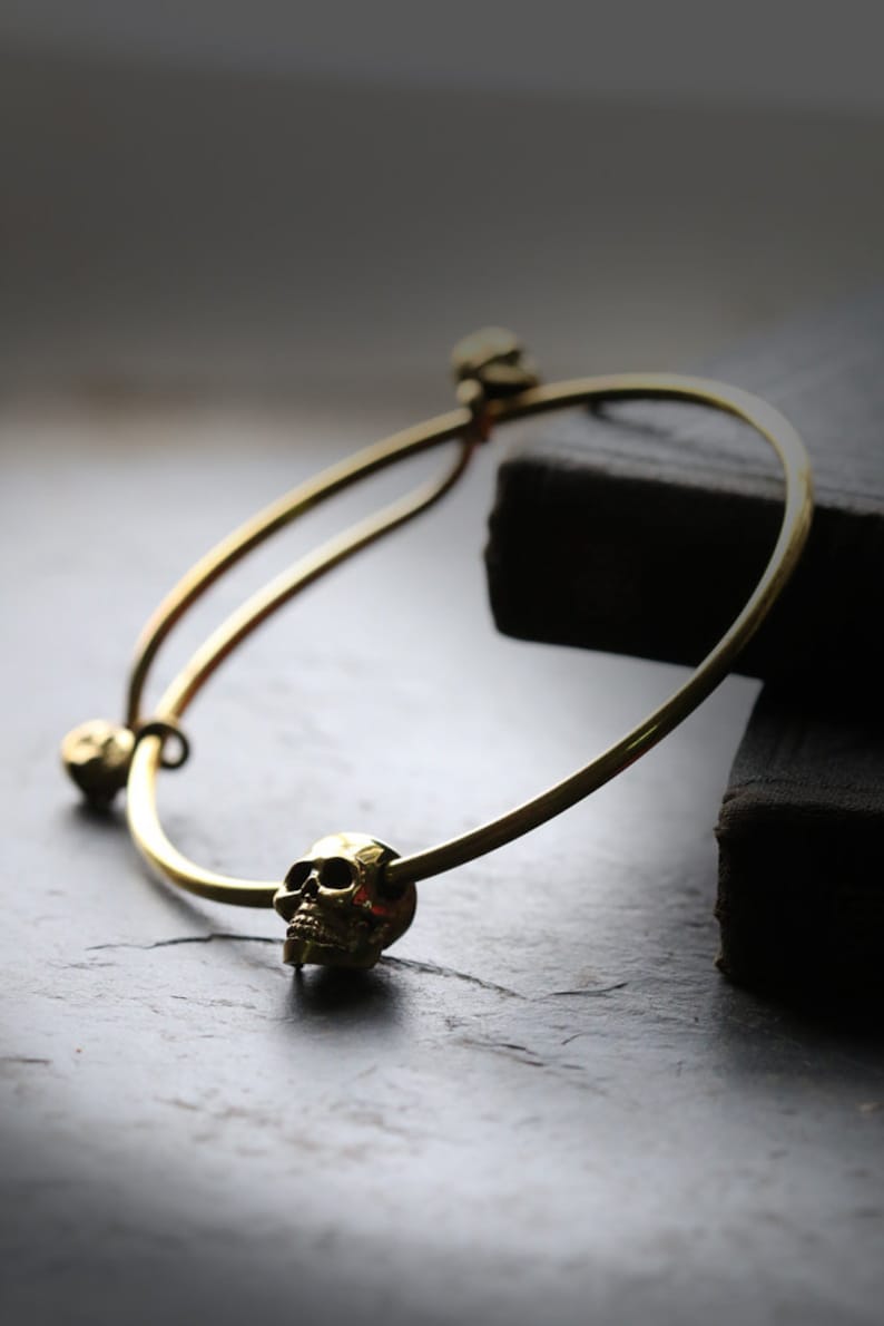 The Three Skulls Bangle Original design and made by Defy Handmade jewelry Unique jewelry Dark style accessories