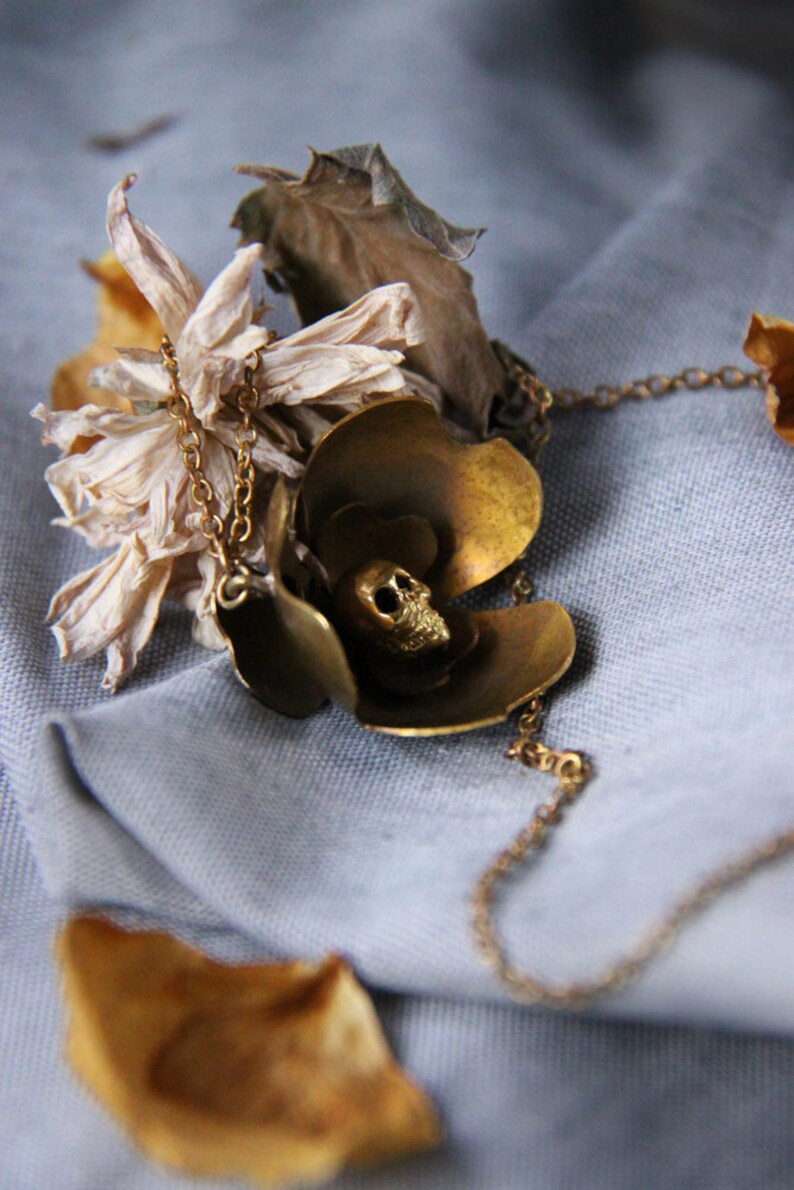 Skull Flowers Collection The Uncommon Defy Project- Skull Flower Charm Necklace no.1 Original by Defy UCBN301