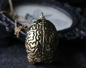 Brain Charm Necklace Original design and made by Defy - Handmade Anatomical Brain Locket Necklace