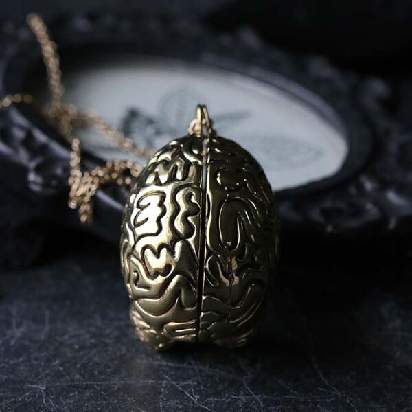 Brain Charm Necklace Original design and made by Defy - Handmade Anatomical Brain Locket Necklace