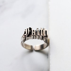 THE Word on Ring "FAITH" original made and designed by Defy / Unique jewelry / Dark style accessories /Special design