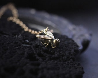 Fly Charm Necklace by Defy - Cool Pendant Jewelry Accessories - Metal Work