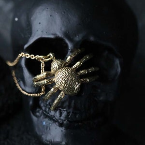 The Dark Spider Necklace. /  Brass,Gold and Silver color / Only at DEFY JEWELRY / Unique dark style.