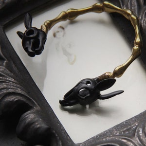 Black Rabbit Skulls Handcuff by Defy , Charm Rabbit Skulls Bracelet ...